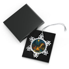 Farm Nativity Snowflake Ornament | Rustic Pewter Christmas Decoration