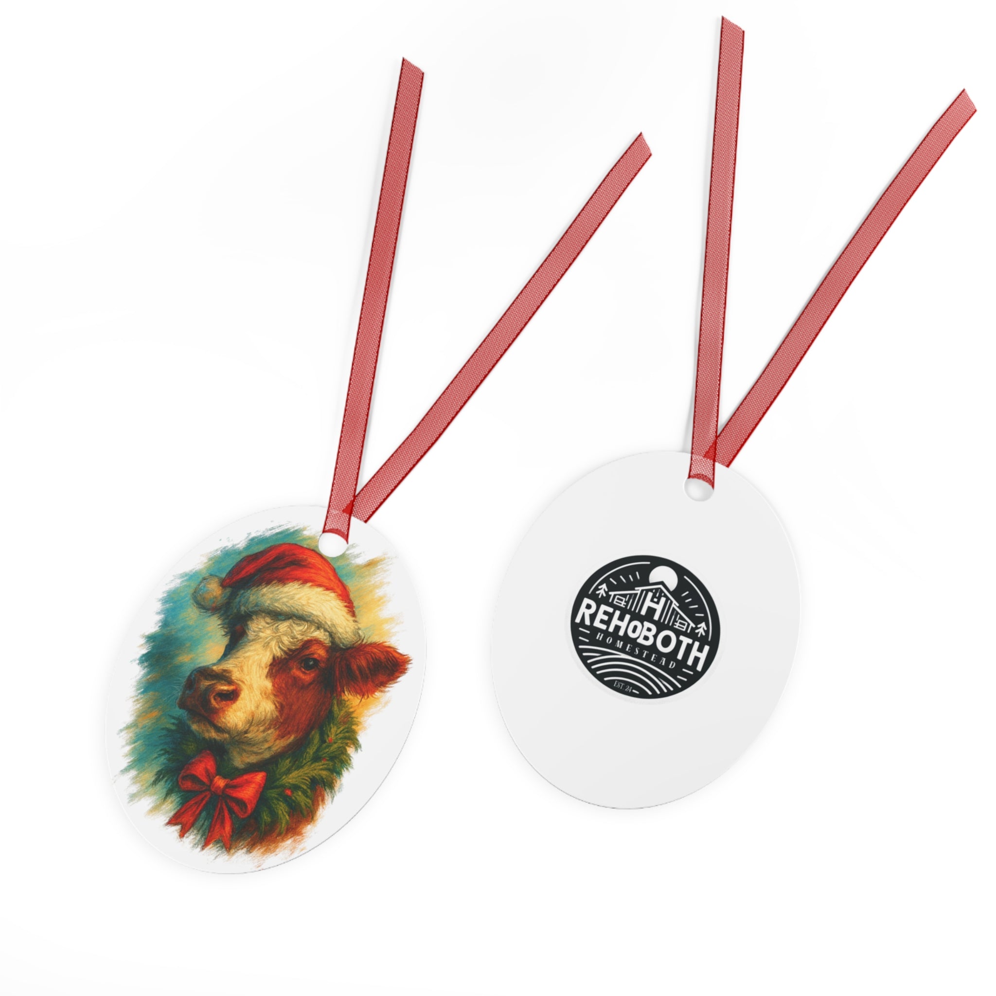 Homestead Christmas Cow Ornament