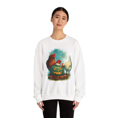 Holiday Hen Crewneck Sweatshirt - Cozy Gift for Chicken Lovers, Thanksgiving, Christmas, Year-Round Comfort Wear, Farmhouse Style