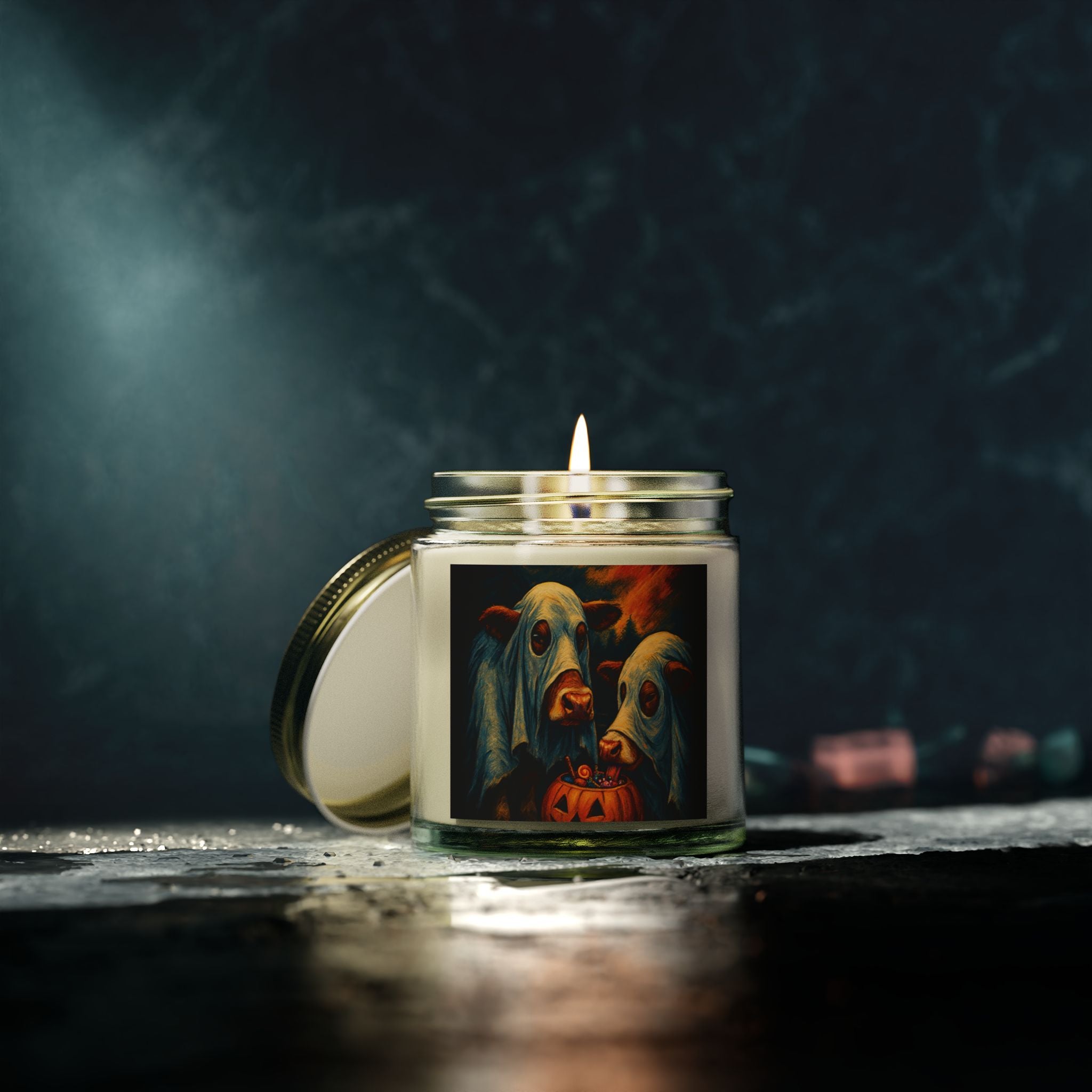 Spooky Ghost Cow Candles, Halloween Decor, Home Fragrance, Gift for Cow Lovers, Trick or Treat, Fall Vibes, Cute Candle