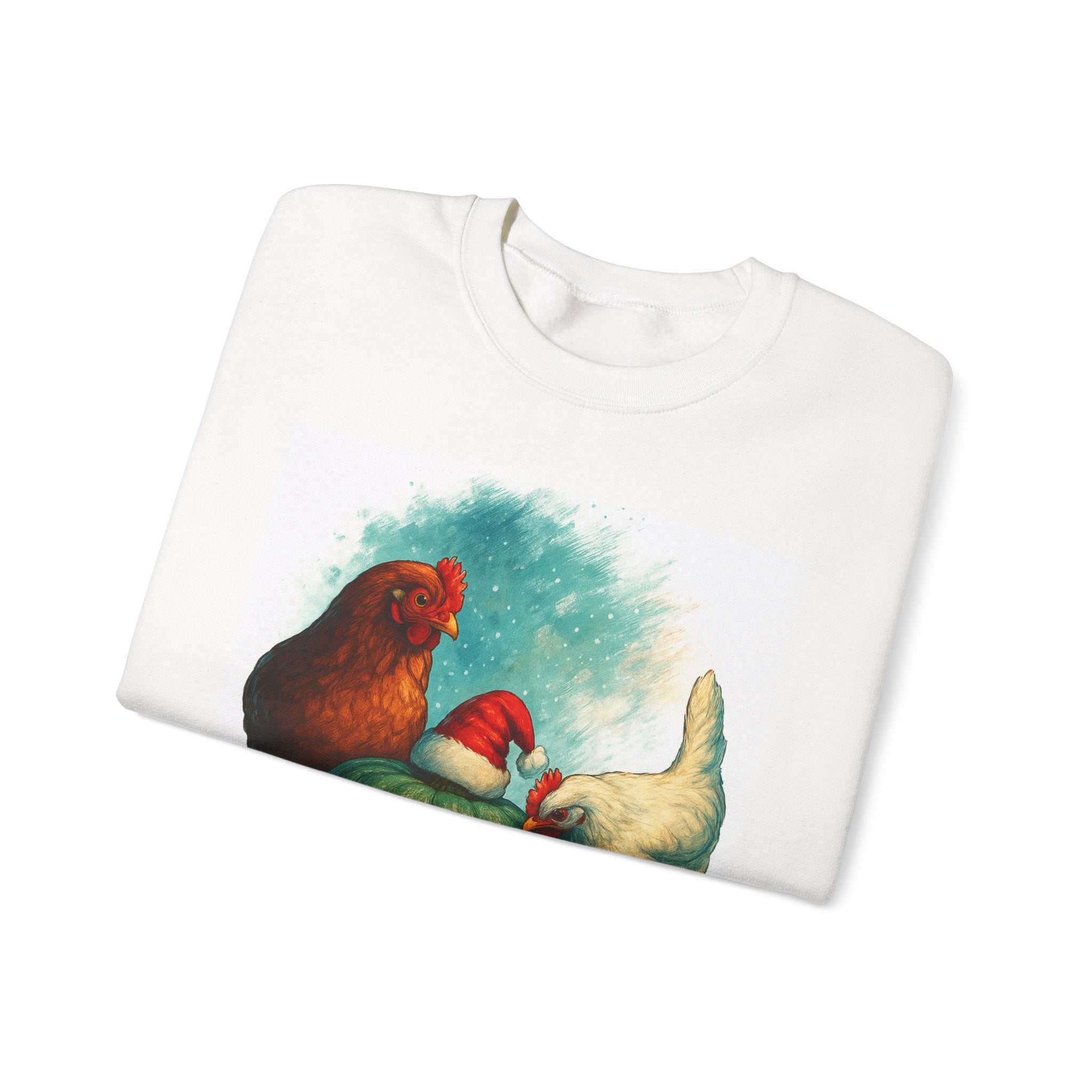 Holiday Hen Crewneck Sweatshirt - Cozy Gift for Chicken Lovers, Thanksgiving, Christmas, Year-Round Comfort Wear, Farmhouse Style
