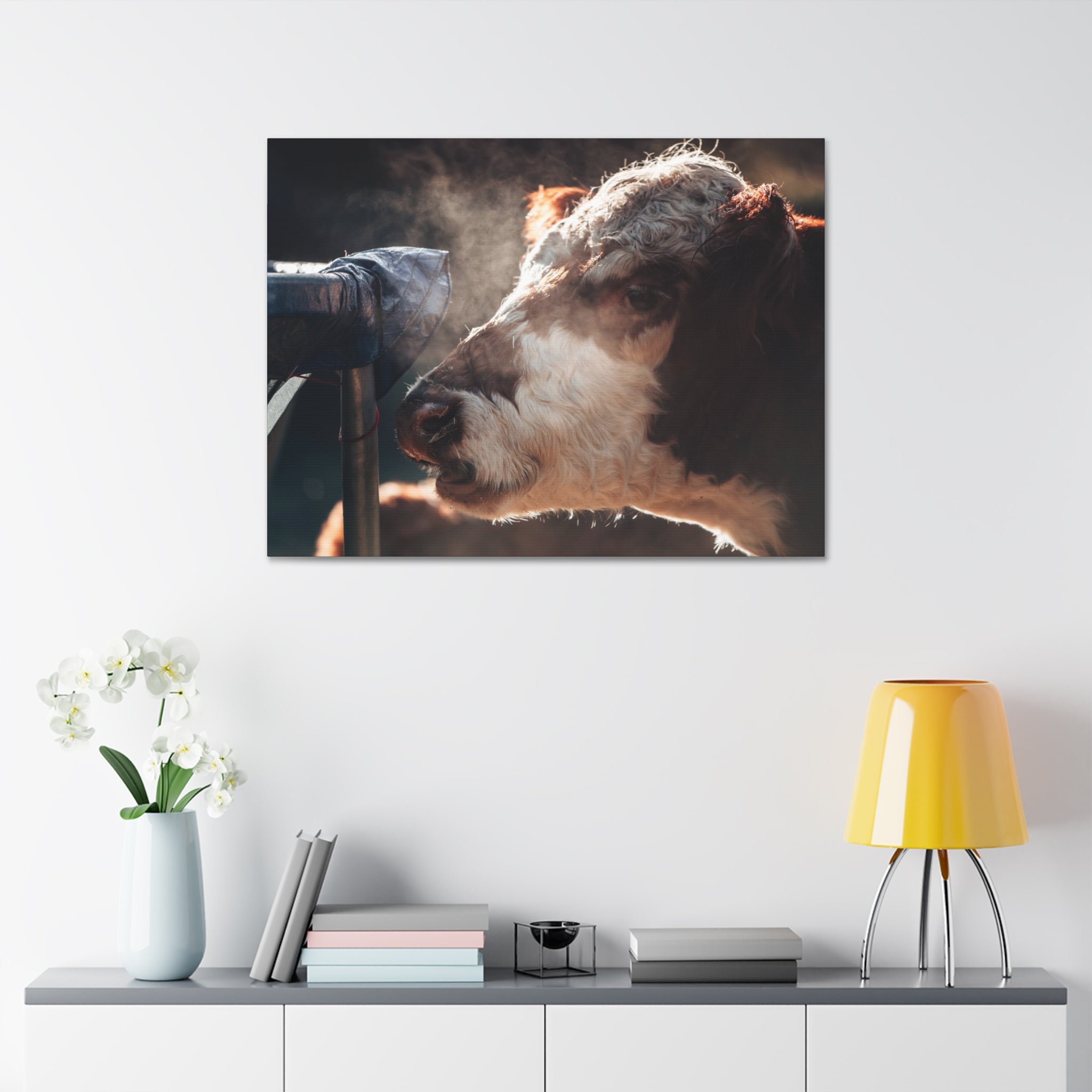 Rustic Farmhouse Canvas Print, Animal Wall Art, Cow Decor, Home & Kitchen, Gift for Farm Lovers