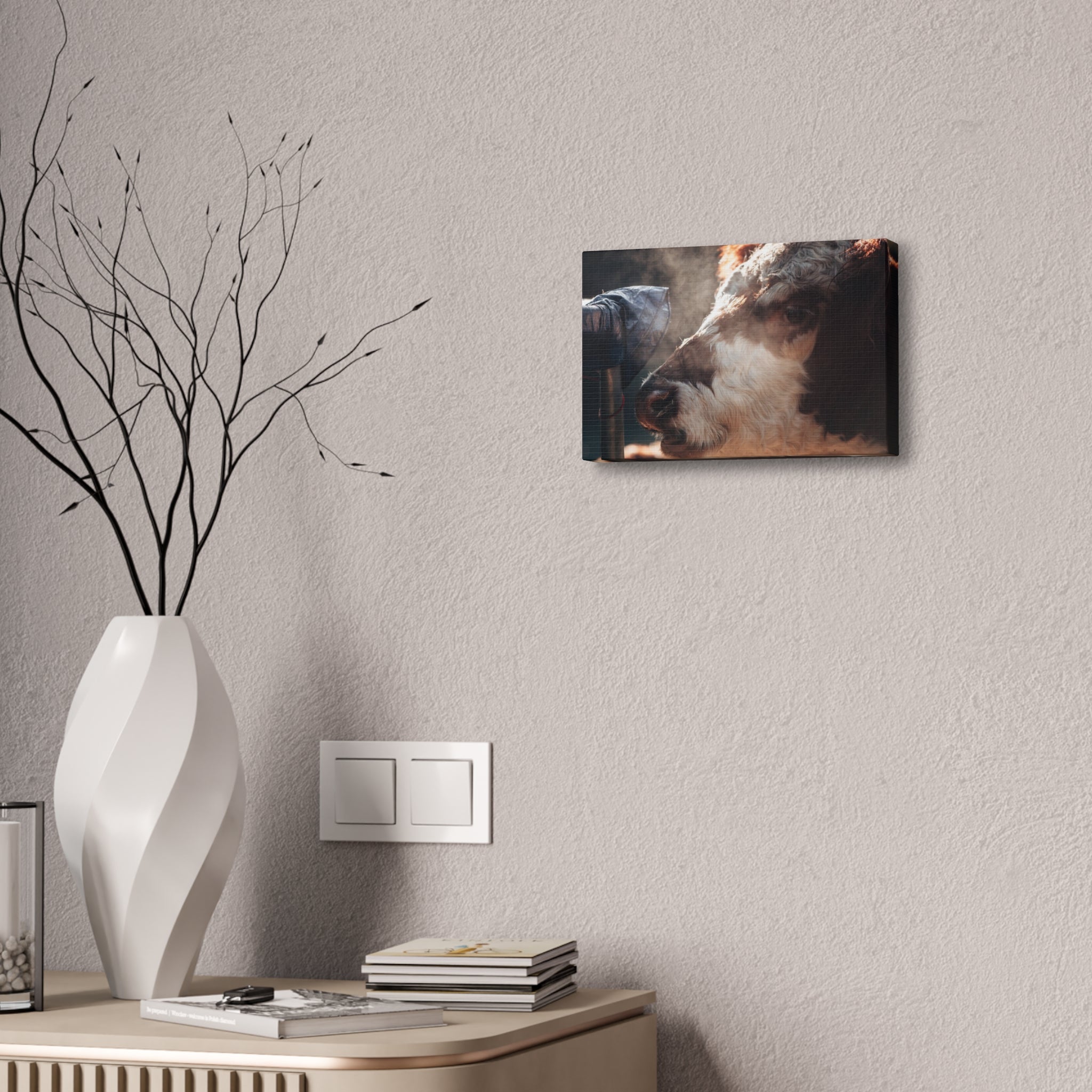 Rustic Farmhouse Canvas Print, Animal Wall Art, Cow Decor, Home & Kitchen, Gift for Farm Lovers