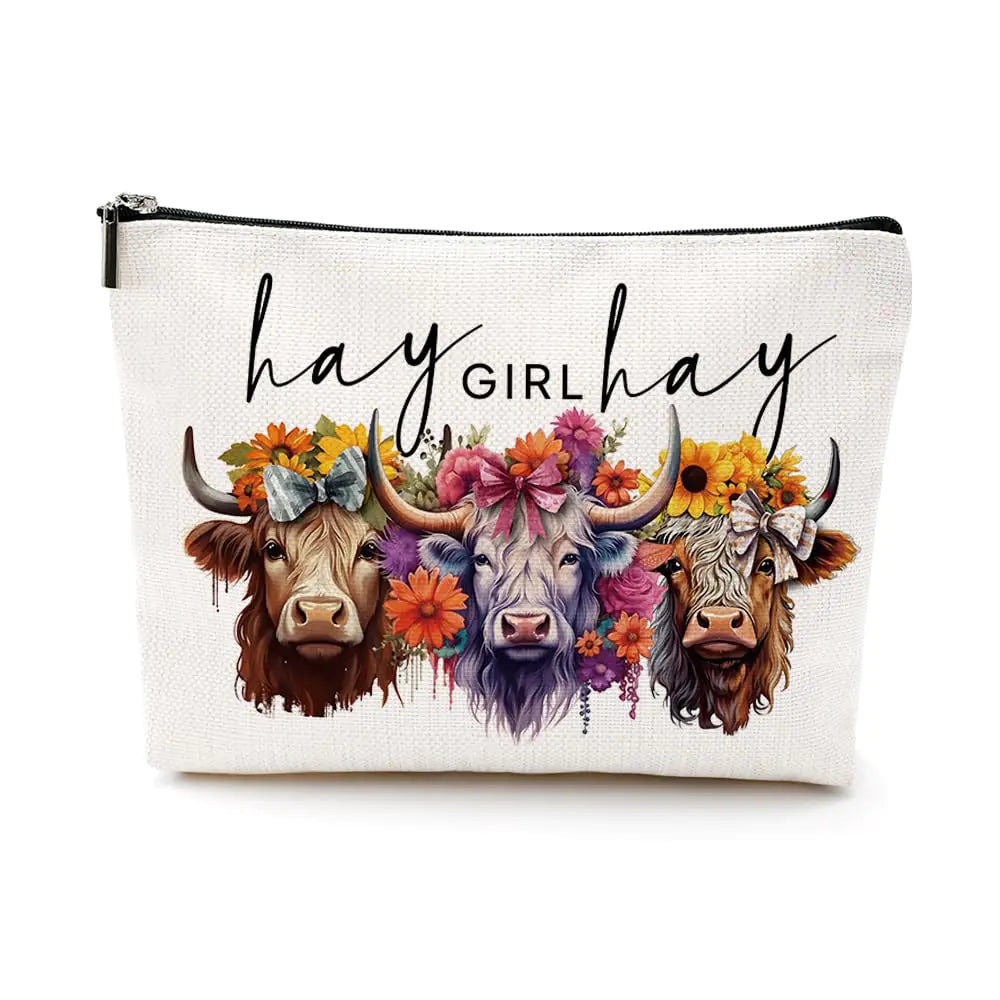 “Hay Girl, Hay” Western Makeup Bag